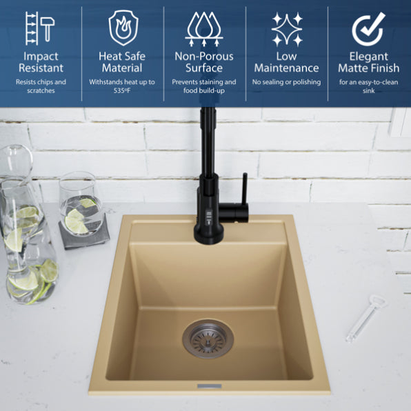 Quartz Composite Bisque Kitchen Sink Matte 6