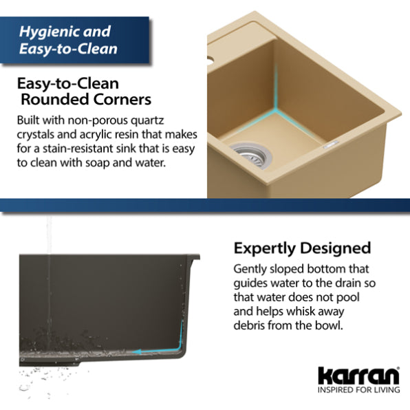 Quartz Composite Bisque Kitchen Sink Matte 8