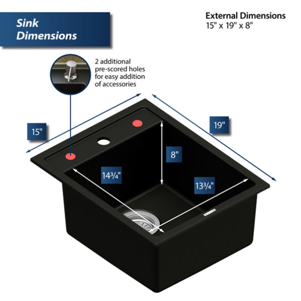 Quartz Composite Black Kitchen Sink Matte 2