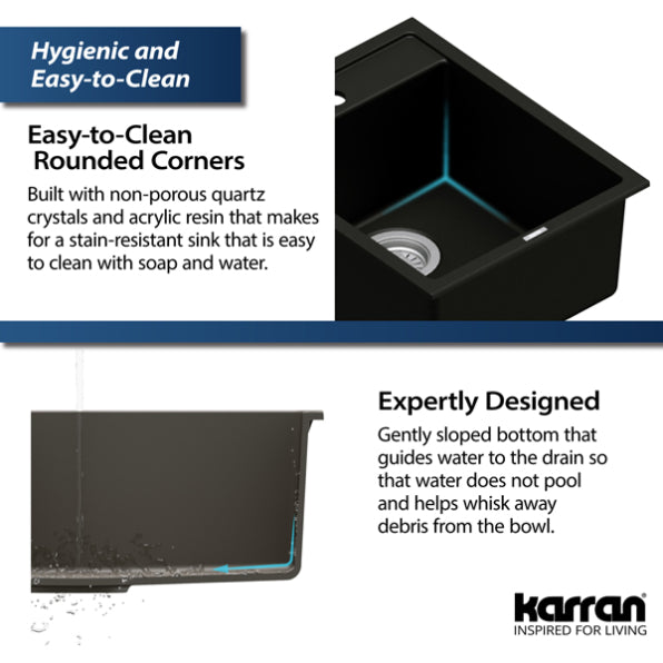 Quartz Composite Black Kitchen Sink Matte 8