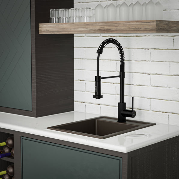 Quartz Composite Brown Kitchen Sink Matte 4