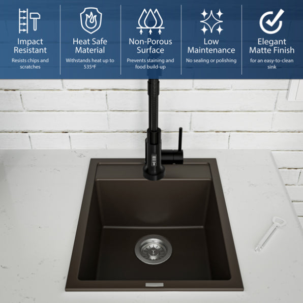 Quartz Composite Brown Kitchen Sink Matte 6