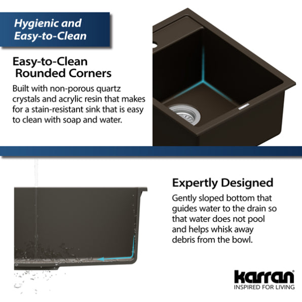 Quartz Composite Brown Kitchen Sink Matte 8