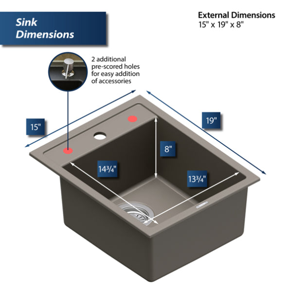 Quartz Composite Concrete Kitchen Sink Matte 2