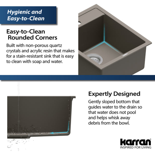 Quartz Composite Concrete Kitchen Sink Matte 8