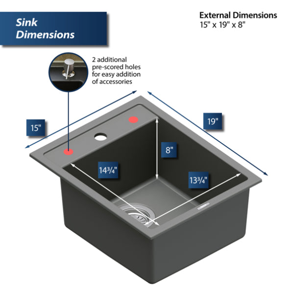 Quartz Composite Grey Kitchen Sink Matte 2