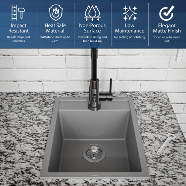 Quartz Composite Grey Kitchen Sink Matte 6