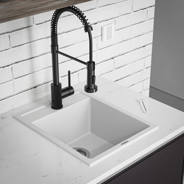 Quartz Composite White Kitchen Sink Matte 3
