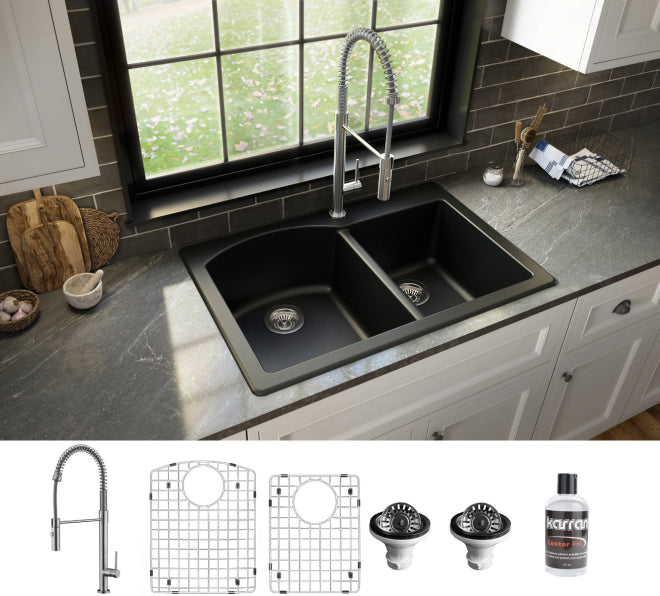 Quartz Composite Black Kitchen Sink Matte 2