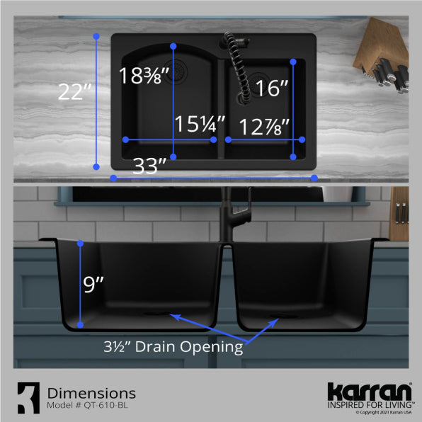 Quartz Composite Black Kitchen Sink Matte 3