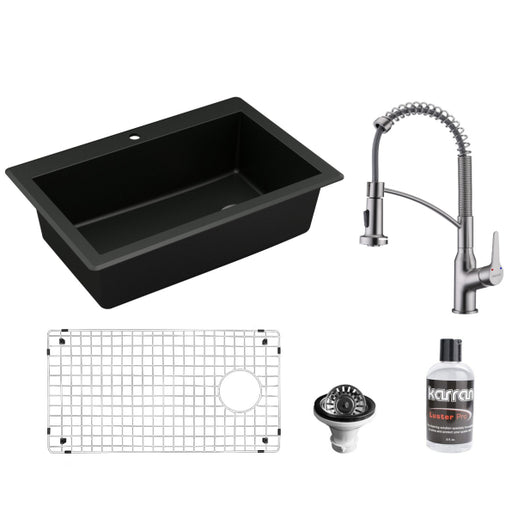 Quartz Composite Black Kitchen Sink Matte 1