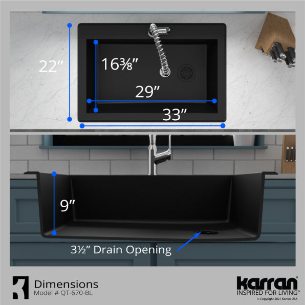 Quartz Composite Black Kitchen Sink Matte 2