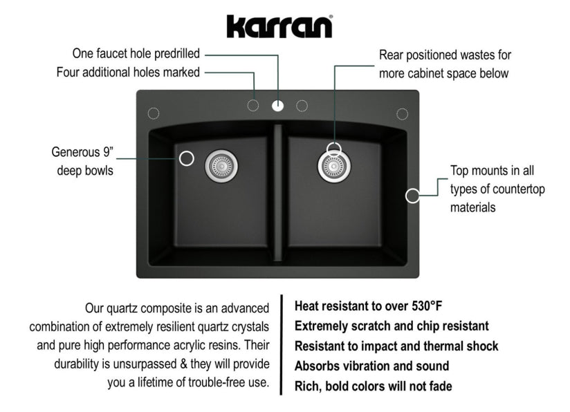 Quartz Composite Black Kitchen Sink Matte 4
