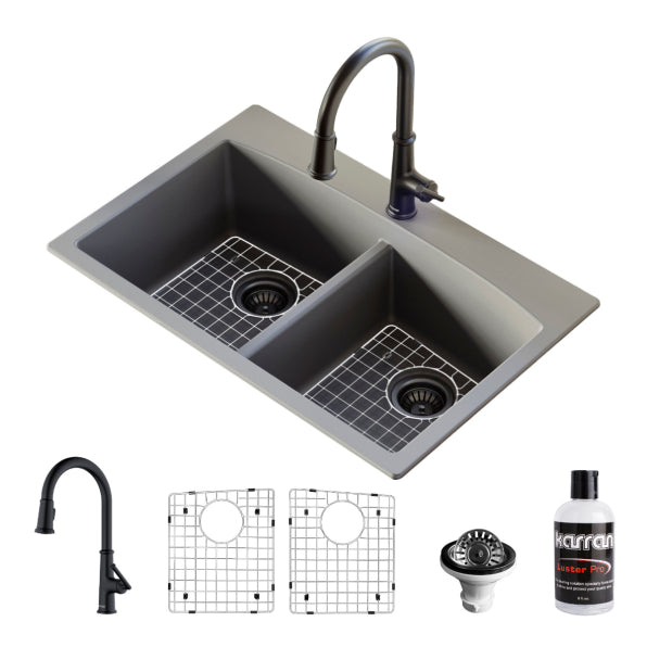 Quartz Composite Grey Kitchen Sink Matte 1