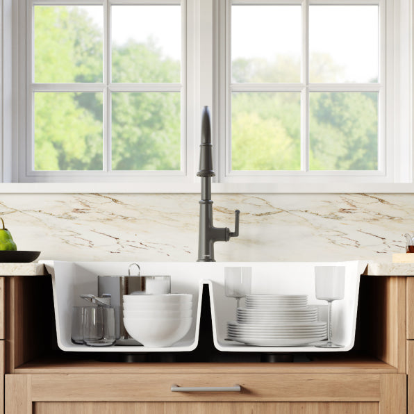 Quartz Composite White Kitchen Sink Matte 3