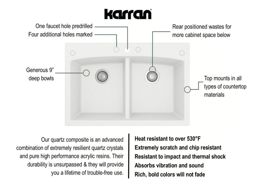 Quartz Composite White Kitchen Sink Matte 5