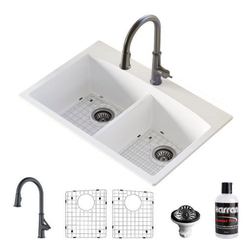 Quartz Composite White Kitchen Sink Matte 1