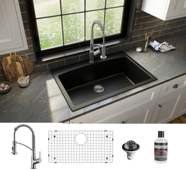 Quartz Composite Black Kitchen Sink Matte 2
