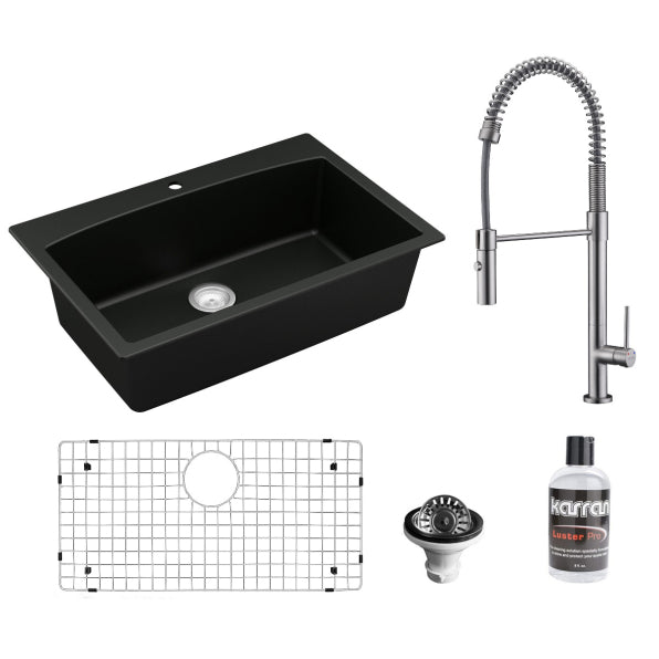 Quartz Composite Black Kitchen Sink Matte 1