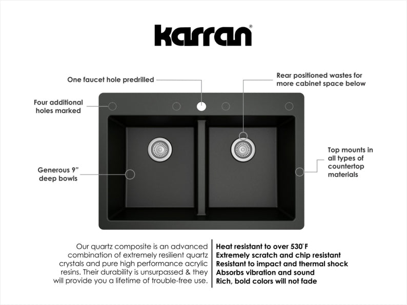 Quartz Composite Black Kitchen Sink Matte 5