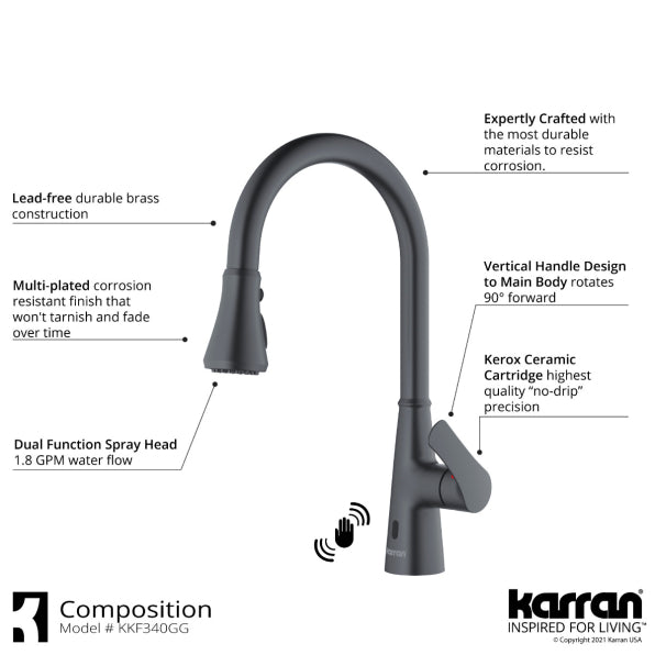 Quartz Composite Black Kitchen Sink Matte 7