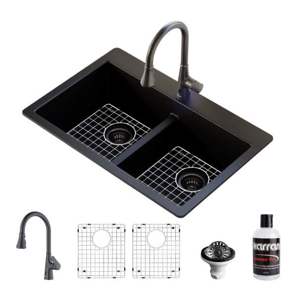 Quartz Composite Black Kitchen Sink Matte 1