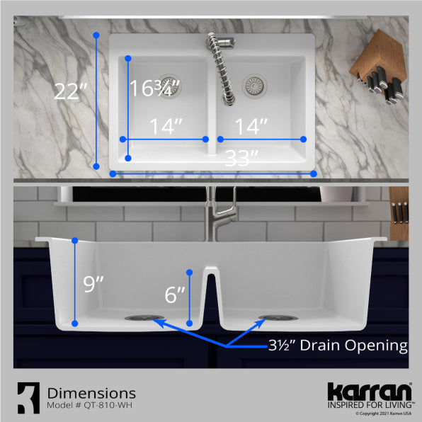 Quartz Composite White Kitchen Sink Matte 4