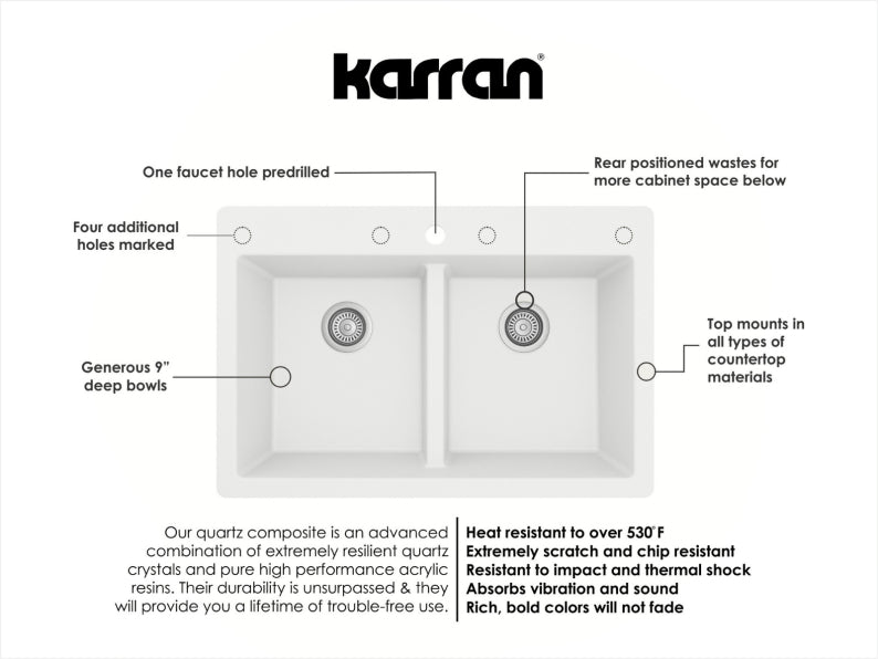 Quartz Composite White Kitchen Sink Matte 5