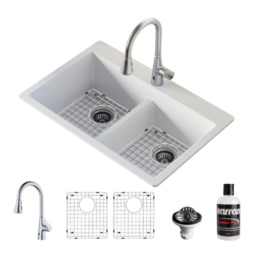 Quartz Composite White Kitchen Sink Matte 1