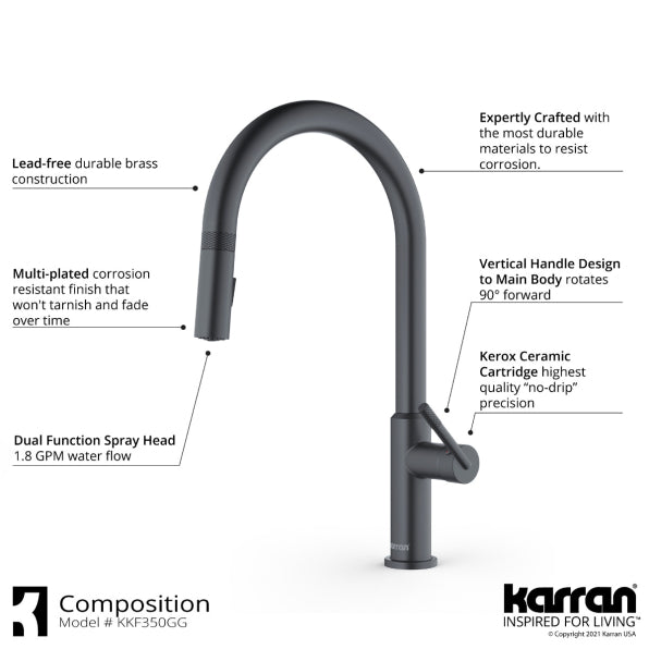 Quartz Composite Black Kitchen Sink Matte 6