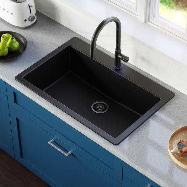 Quartz Composite Black Kitchen Sink Matte 2