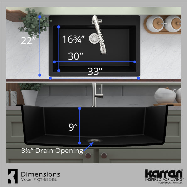 Quartz Composite Black Kitchen Sink Matte 4