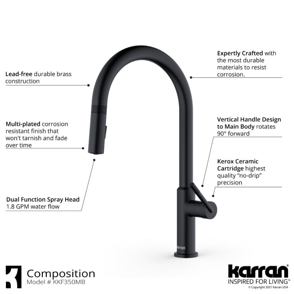 Quartz Composite Black Kitchen Sink Matte 6