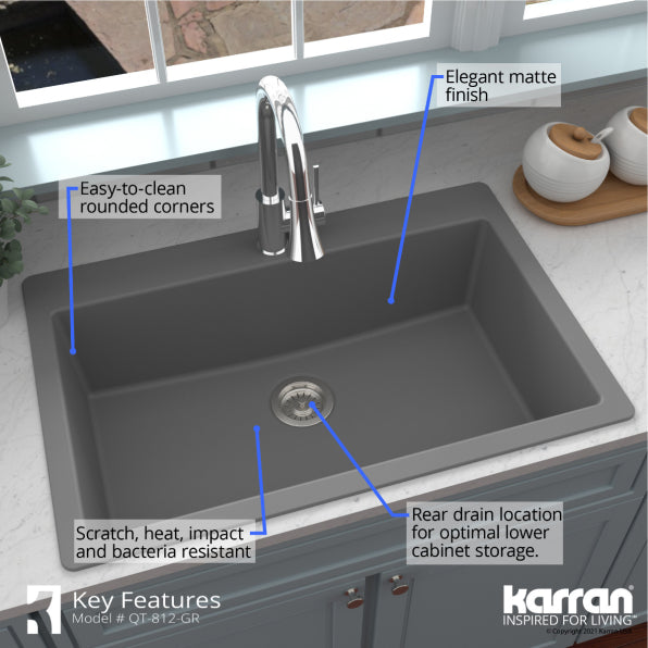 Quartz Composite Grey Kitchen Sink Matte 5