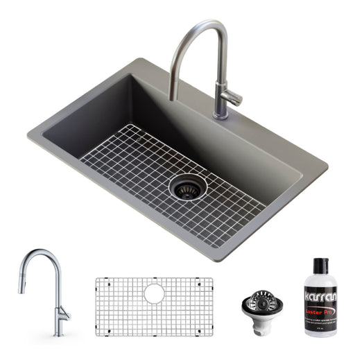 Quartz Composite Grey Kitchen Sink Matte 1
