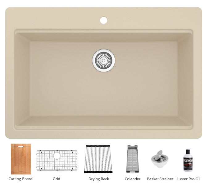 Quartz Composite Bisque Kitchen Sink Matte 2