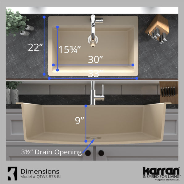 Quartz Composite Bisque Kitchen Sink Matte 7
