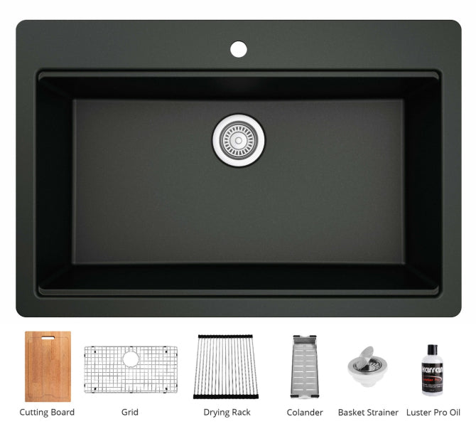 Quartz Composite Black Kitchen Sink Matte 2