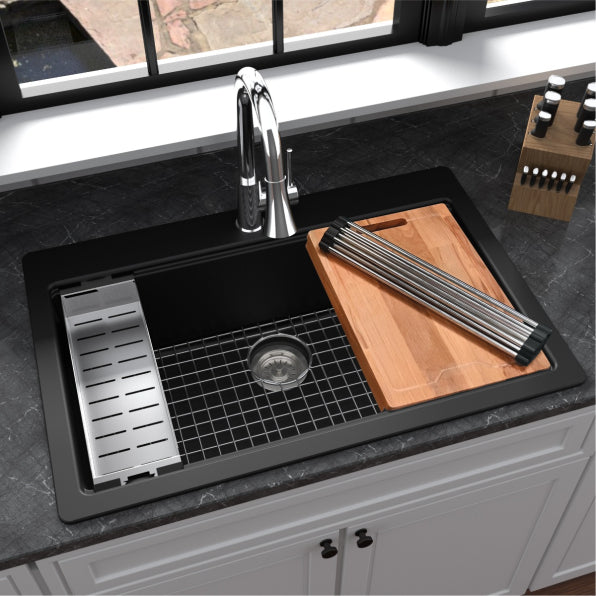 Quartz Composite Black Kitchen Sink Matte 5