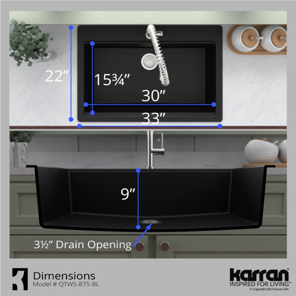 Quartz Composite Black Kitchen Sink Matte 7