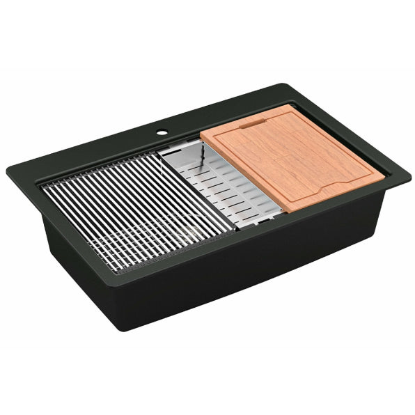 Quartz Composite Black Kitchen Sink Matte 1