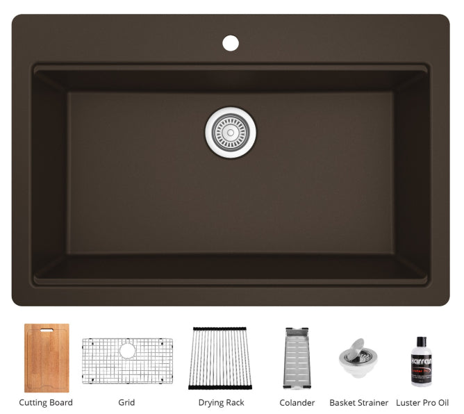 Quartz Composite Brown Kitchen Sink Matte 2