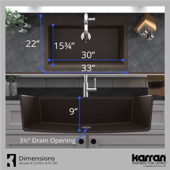 Quartz Composite Brown Kitchen Sink Matte 7