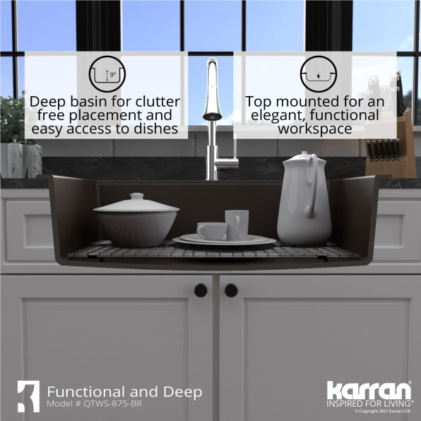 Quartz Composite Brown Kitchen Sink Matte 8
