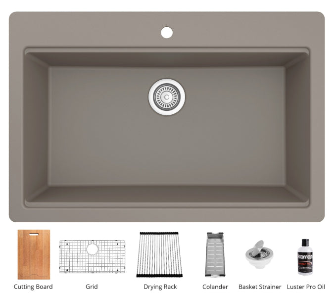 Quartz Composite Concrete Kitchen Sink Matte 2