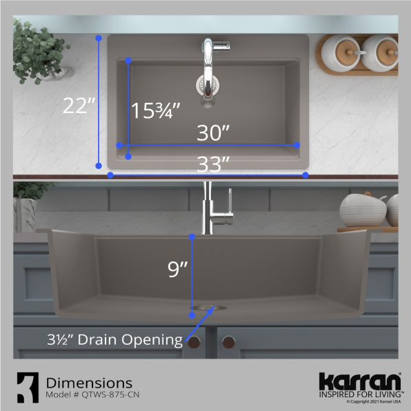 Quartz Composite Concrete Kitchen Sink Matte 7