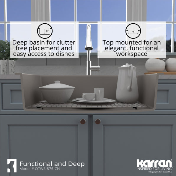 Quartz Composite Concrete Kitchen Sink Matte 8