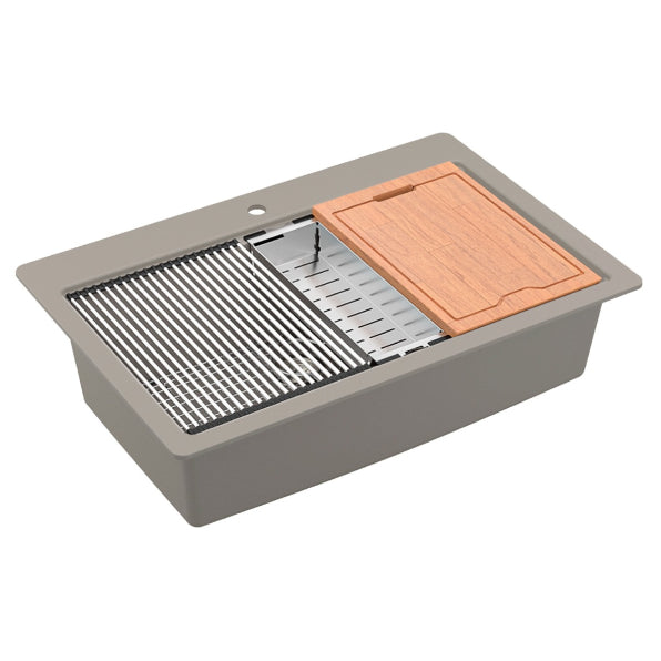 Quartz Composite Concrete Kitchen Sink Matte 1