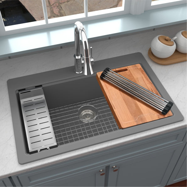 Quartz Composite Grey Kitchen Sink Matte 5
