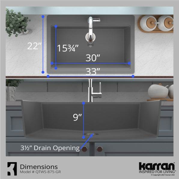 Quartz Composite Grey Kitchen Sink Matte 7